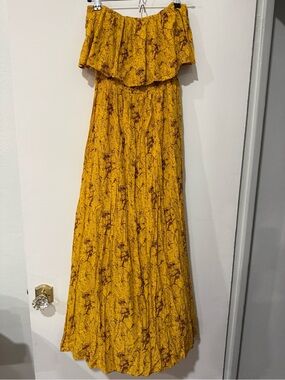 YIDARTON Yellow Floral Off-Shoulder Maxi Dress